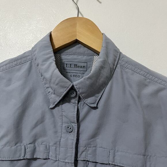 LL Bean Womens Tropicwear Button Shirt Size S Blue Vented Hiking Roll Tab UPF 50 - Picture 4 of 9